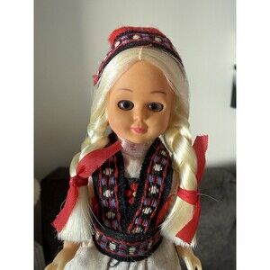 Vintage Blinking Eye Doll Celluloid Plastic Norwegian Norway 6” Hardanger?Blonde